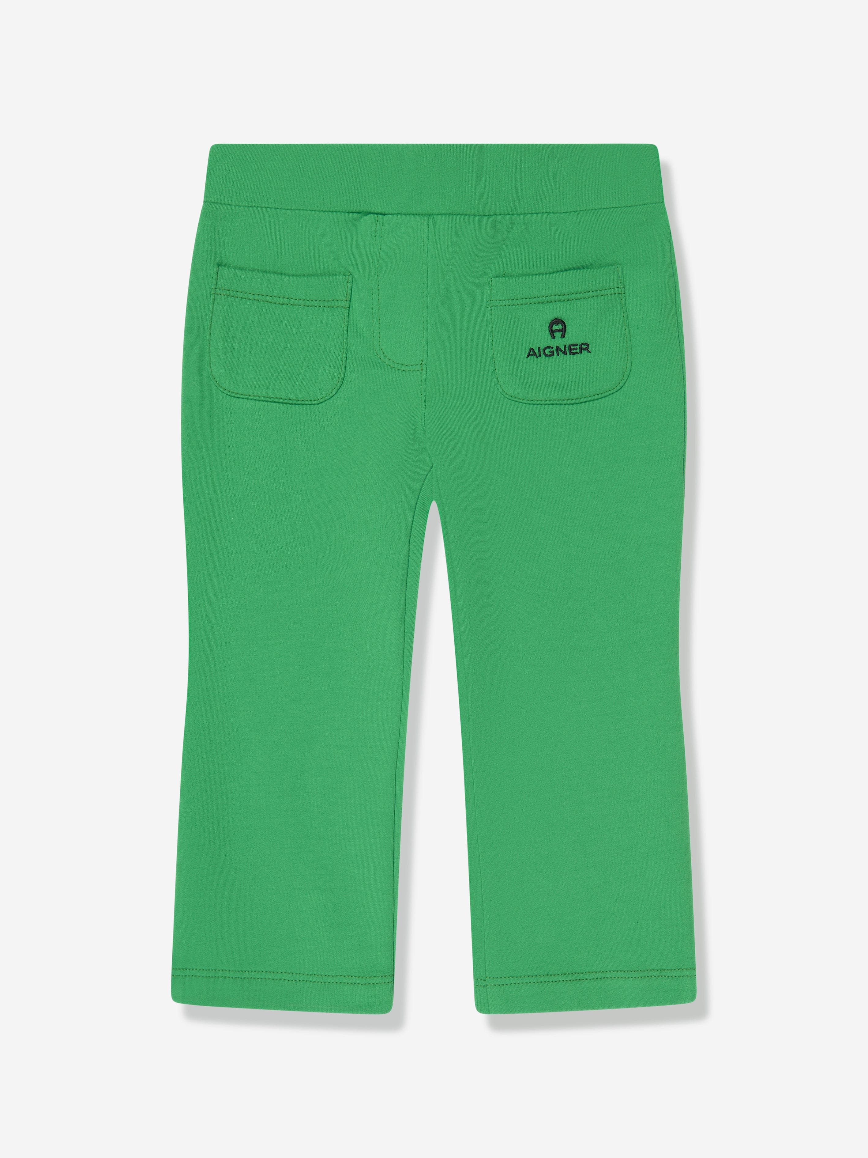 Aigner Baby Girls Logo Joggers - Green Cotton Jogger Pants with Embroidered Logo for Toddlers | Perfect for Playdates, Daycare & Casual Outings