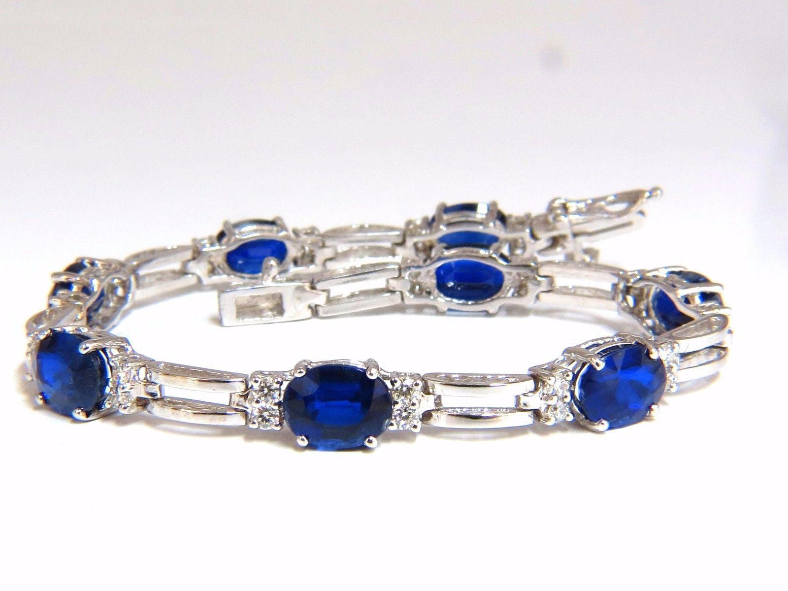 13.36ct Natural Blue Kyanite Diamond Tennis Bracelet in 14K Gold - Elegant Jewelry for Women, Perfect for Weddings, Parties & Special Occasions