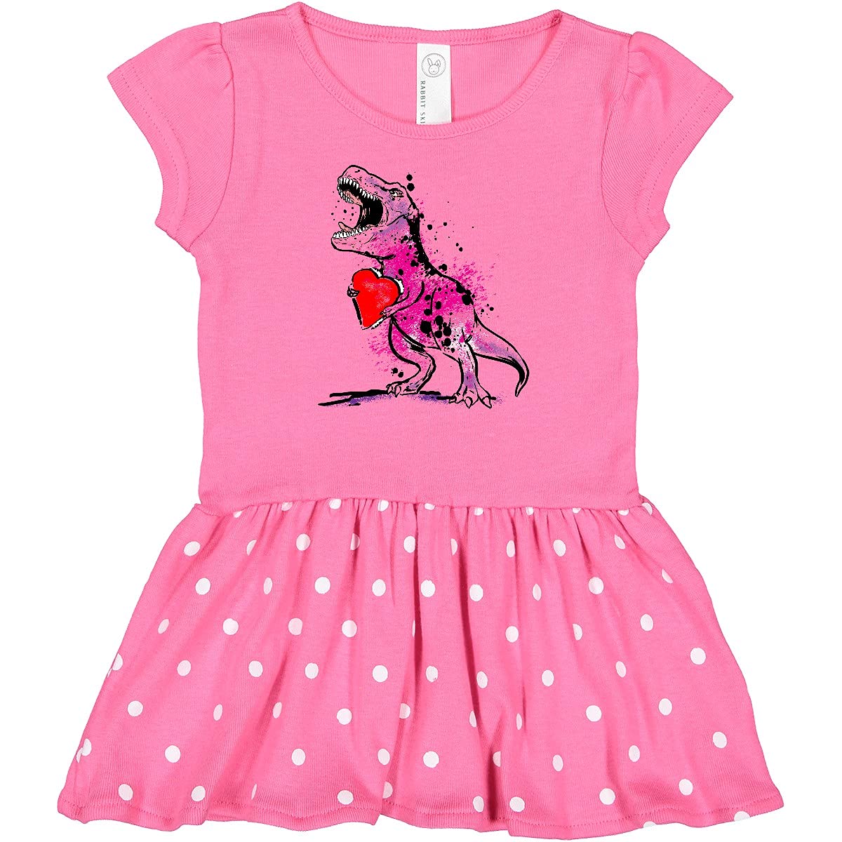Inktastic Valentine's Day Graffiti T-Rex with Heart-Shaped Candy Infant Dress - Cute Dinosaur Baby Outfit for Valentine's Day, Birthday & Photo Shoots