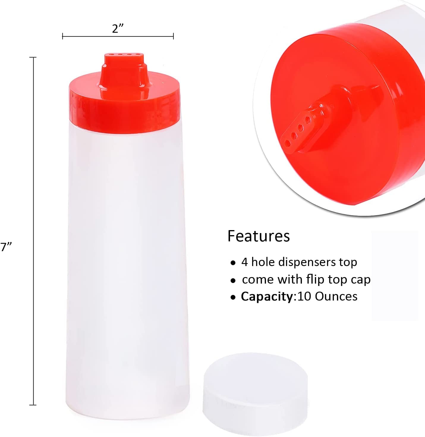 2-Pack Condiment Squeeze Bottles with Lid - Perfect for Sauces, Salad Dressing & Baking Icing