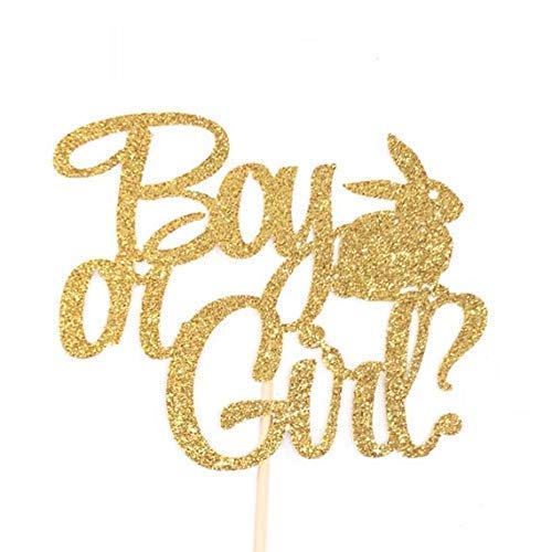 Gender Reveal Cake Topper - Bunny Themed Boy or Girl Easter Cake Decorations for Baby Showers & Gender Reveal Parties