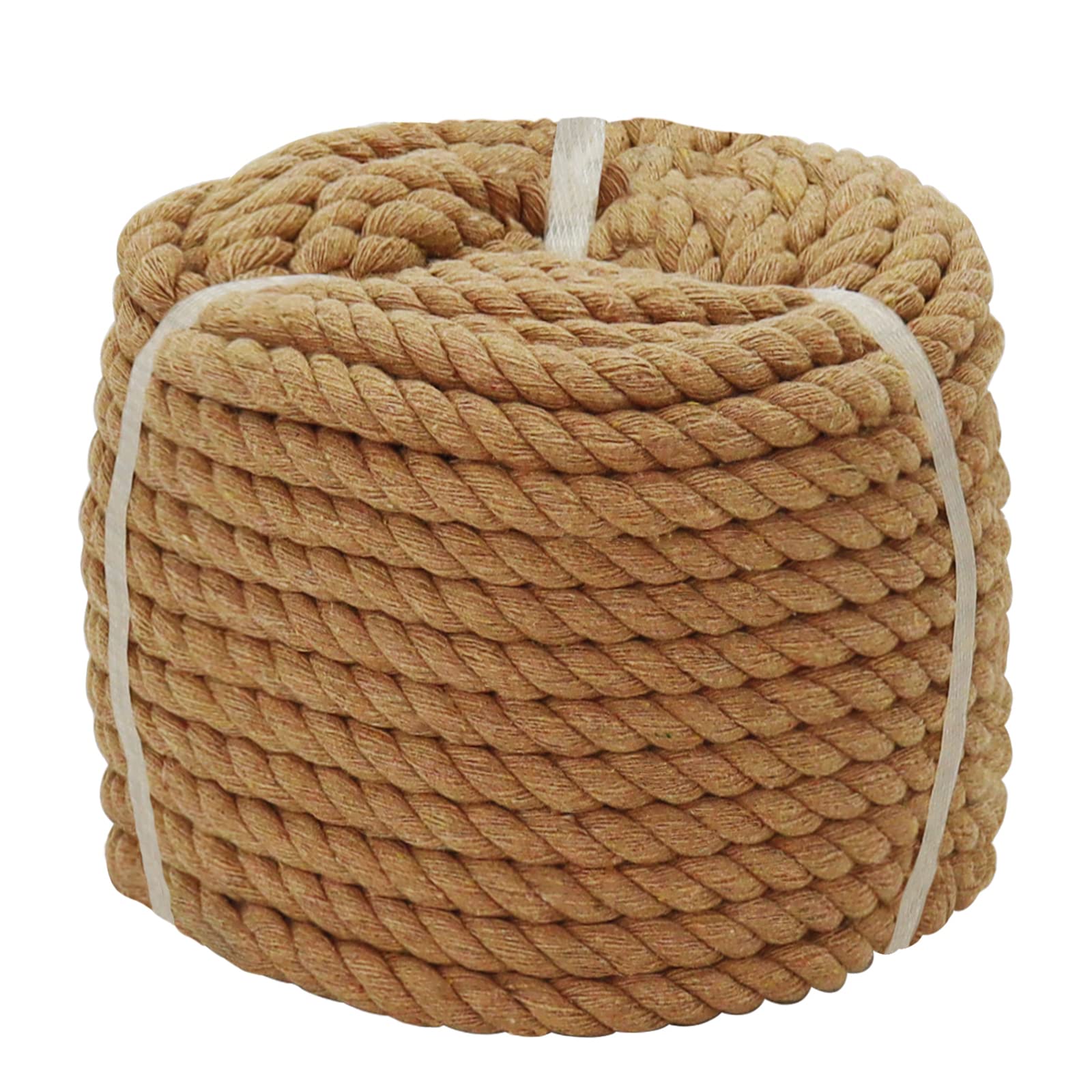 3/8 Inch x 100 Feet Natural Brown Cotton Rope - Twisted Nautical Rope for DIY Crafts, Hammocks, Plant Hangers, Wall Decor & Home Decoration - Perfect for Macrame, Outdoor Projects and Coastal Themed Designs