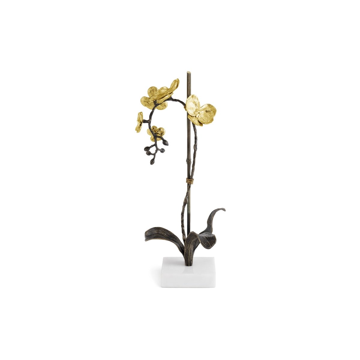 Elegant Gold Orchid Stem Sculpture - Handcrafted Home Decor for Living Room, Wedding Centerpiece, and Luxury Gift Ideas