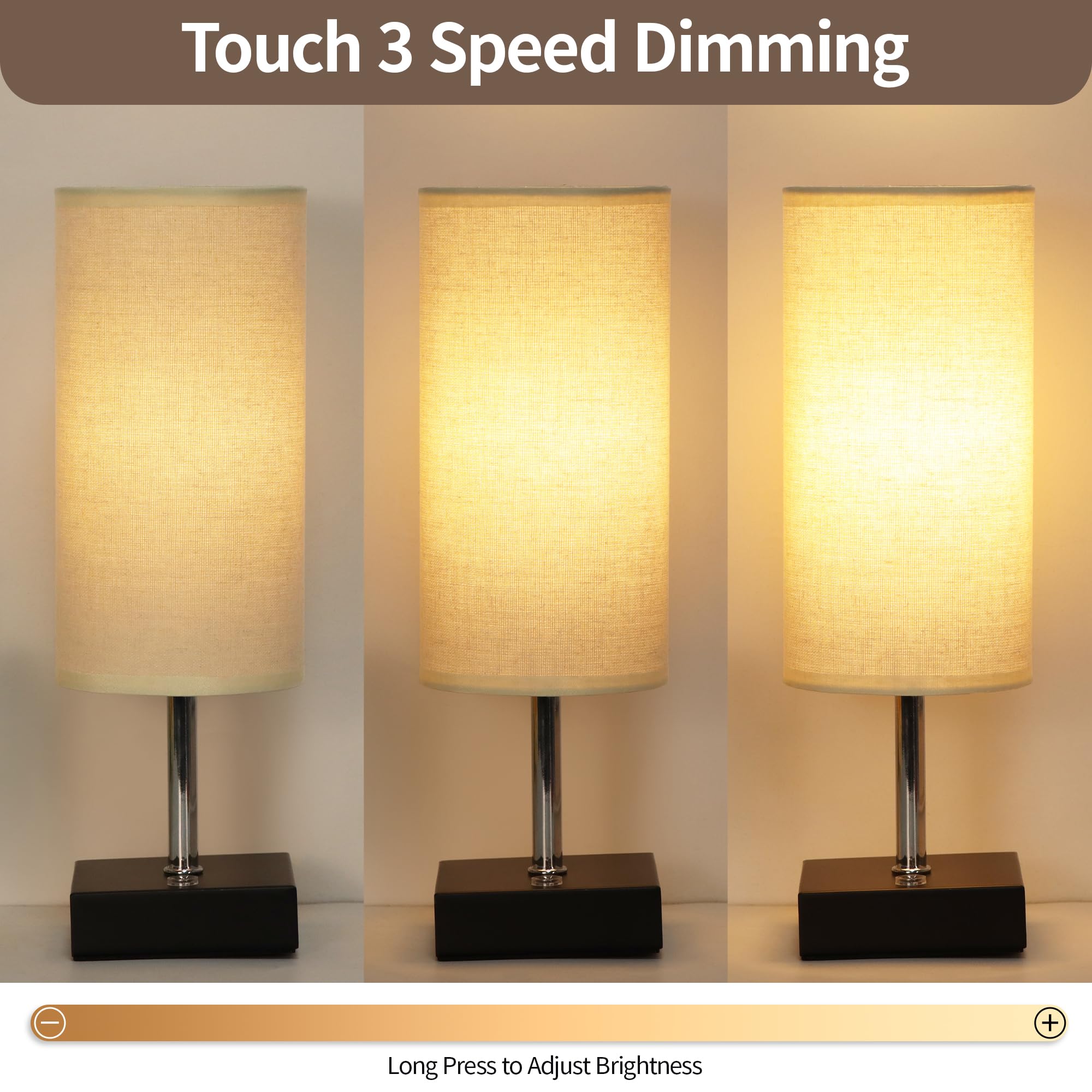 Rechargeable Cordless Table Lamp - Touch Dimmable Battery Operated Nightstand Lamp, Wireless LED Desk Light for Bedroom, Living Room, Dorm Decor - Perfect for Reading, Relaxation & Nighttime Use (2-Pack)