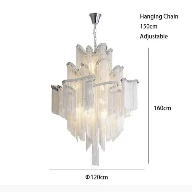 Elegant Aluminum Fringed Chandelier - Timeless Modern Lighting Fixture for Dining Room, Bedroom & Living Room Decor