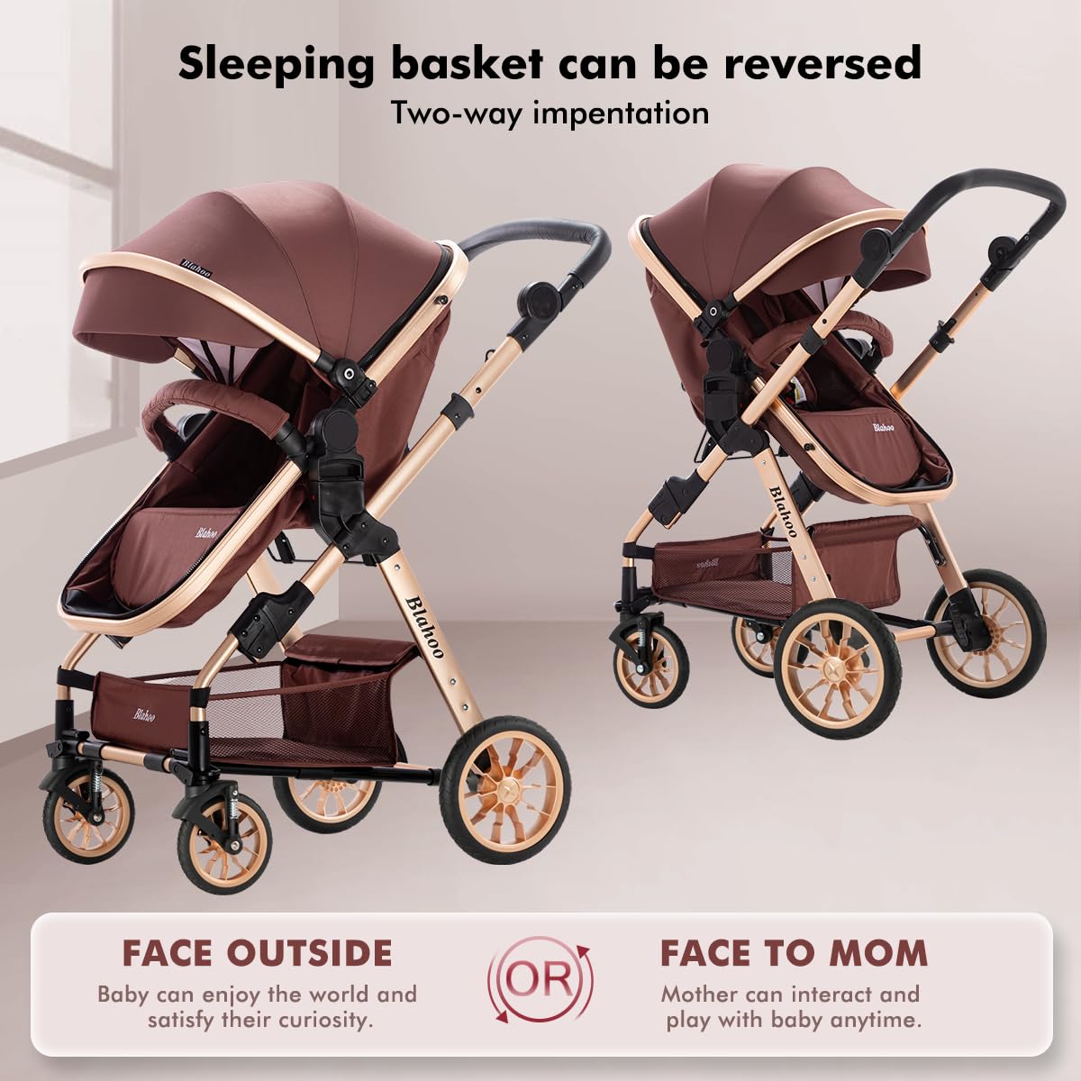 Blahoo Baby Stroller for Toddlers - Lightweight Foldable Aluminum Alloy Stroller with Adjustable Backrest & Reversible Seat | Perfect for Newborns, Infants & Travel | Ideal for Shopping, Park Walks & Family Outings