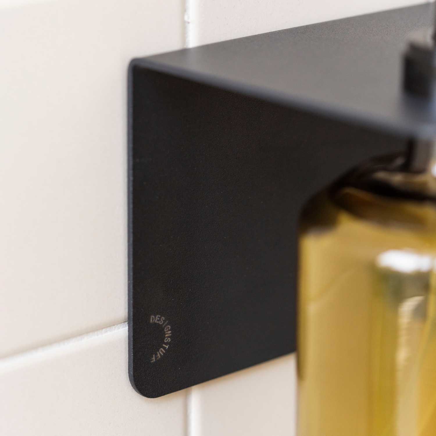 Black Wall Mounted Shelf with Single Soap Dispenser Holder - 40cm Bathroom Organizer for Soap, Toothbrush & Essentials | Perfect for Small Spaces, Vanity & Shower Organization