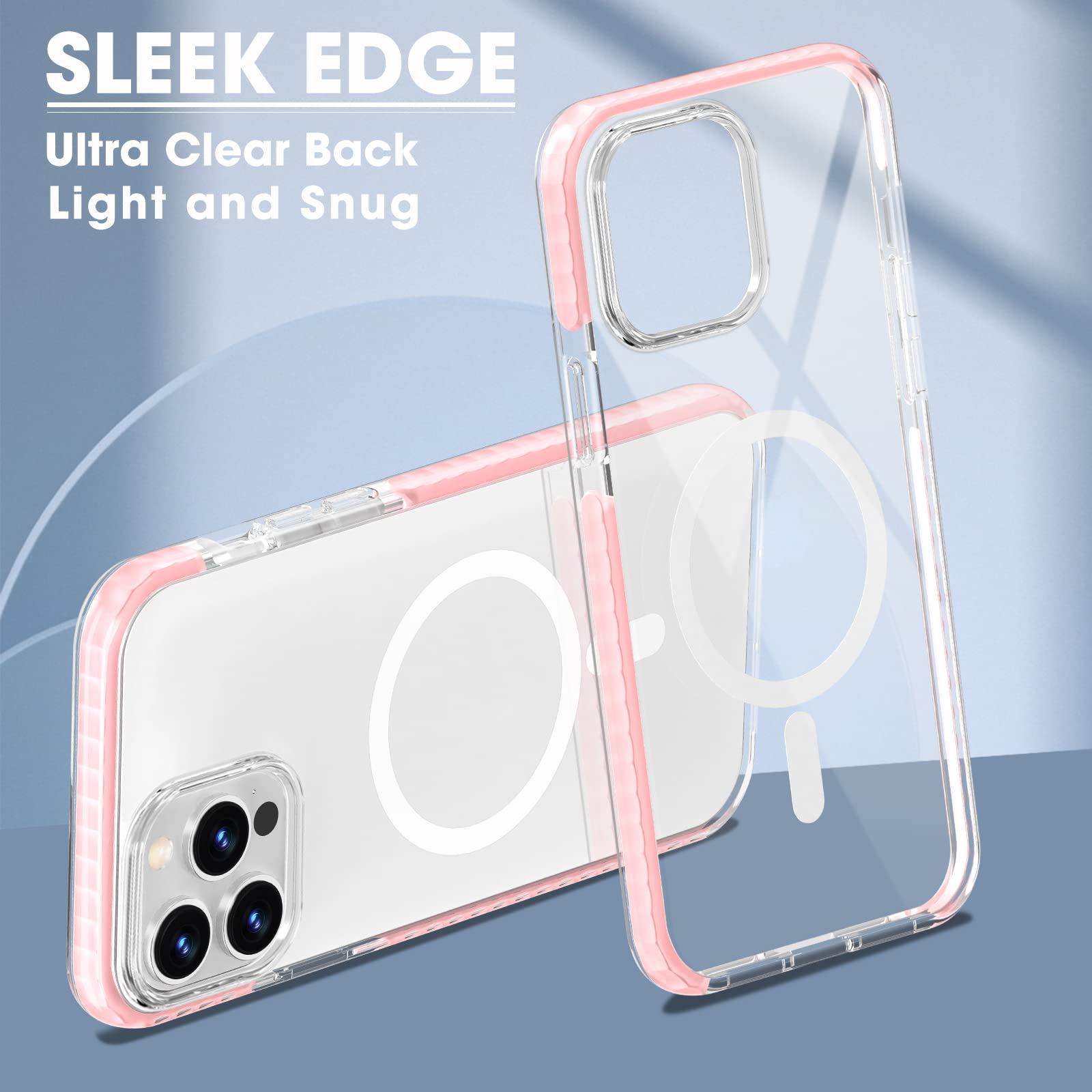 MATEPROX Magnetic Case for iPhone 14 Pro (6.1 inch 2022) - Slim Crystal Clear Shockproof Bumper with MagSafe Compatibility - Protective Cover for Women & Men - Perfect for Daily Use, Work and Travel - Pink