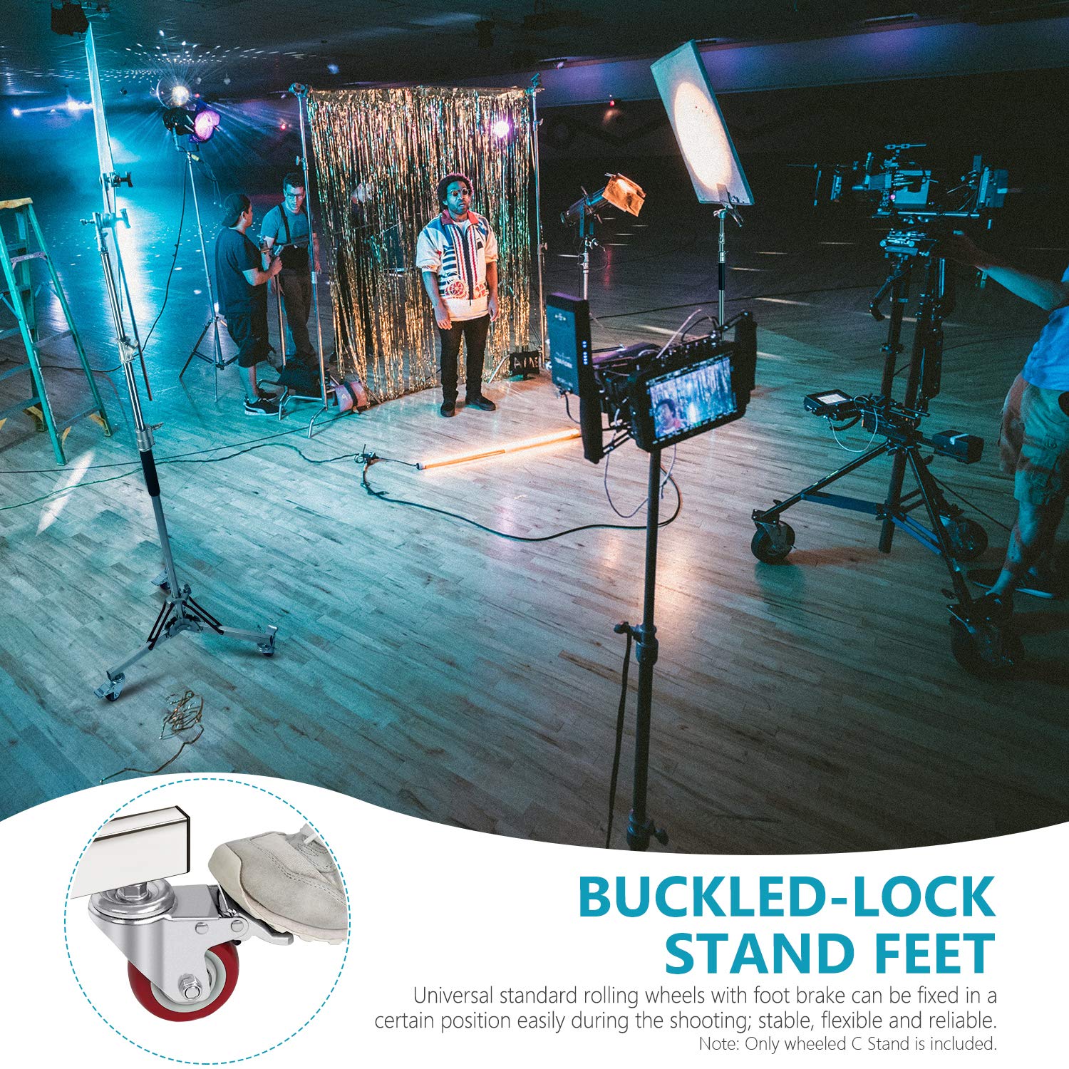 Neewer Heavy Duty Adjustable Light Stand with Wheels - 10ft/305cm Stainless Steel Photography Tripod for Studio Softbox, Monolight, Reflector - Perfect for Photography Studios, Video Production & Live Streaming