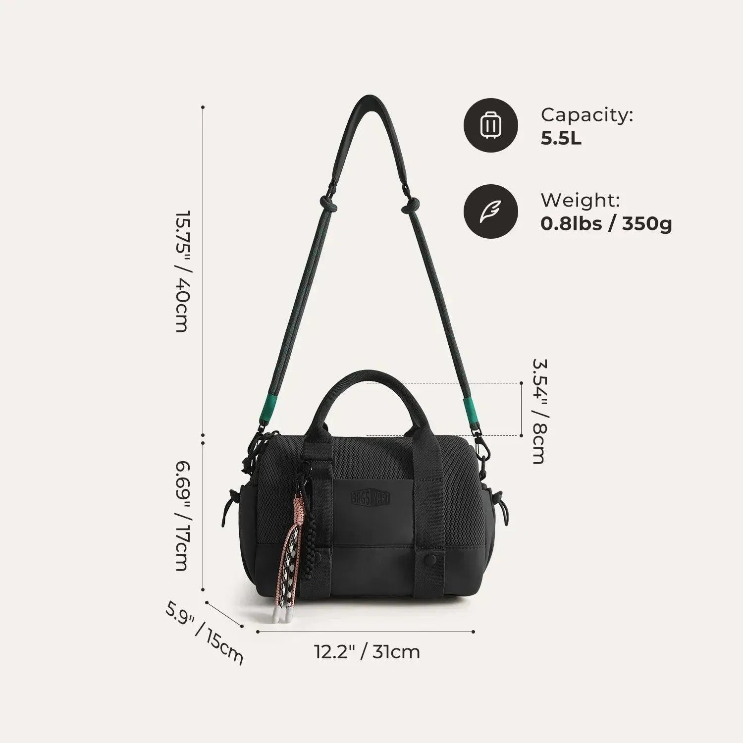 REIKI 5.5L Mini Duffle Bag - Lightweight Compact Gym Bag for Workout, Yoga, Travel & Sports - Water-Resistant Small Duffel for Men & Women