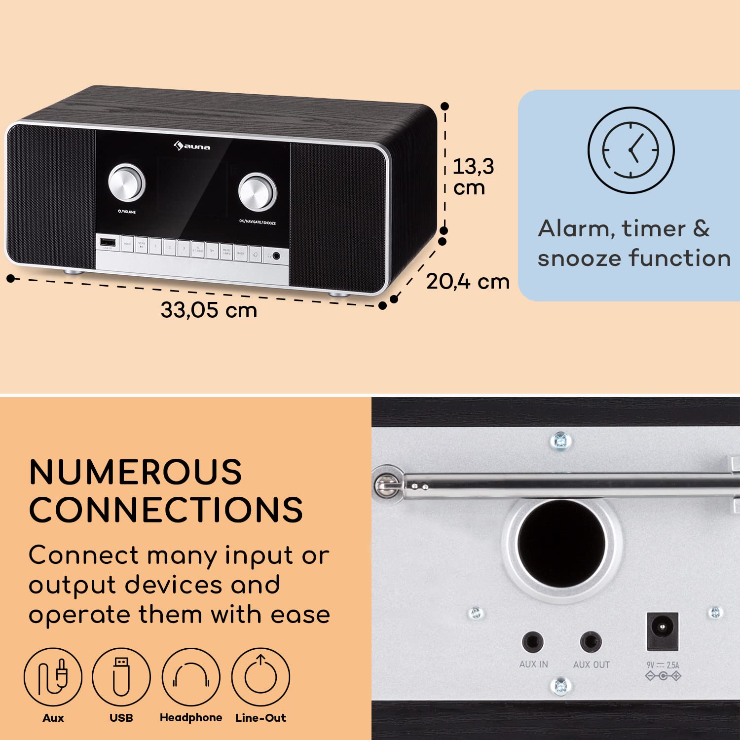 Portable Rechargeable DAB Radio with Bluetooth 5.0 | DAB/DAB+/FM Digital Radio | 15W Stereo Speakers & TFT Display | Streaming Support & Alarm Clock | 5h Battery Life | Perfect for Bedroom, Kitchen, Office & Outdoor Use
