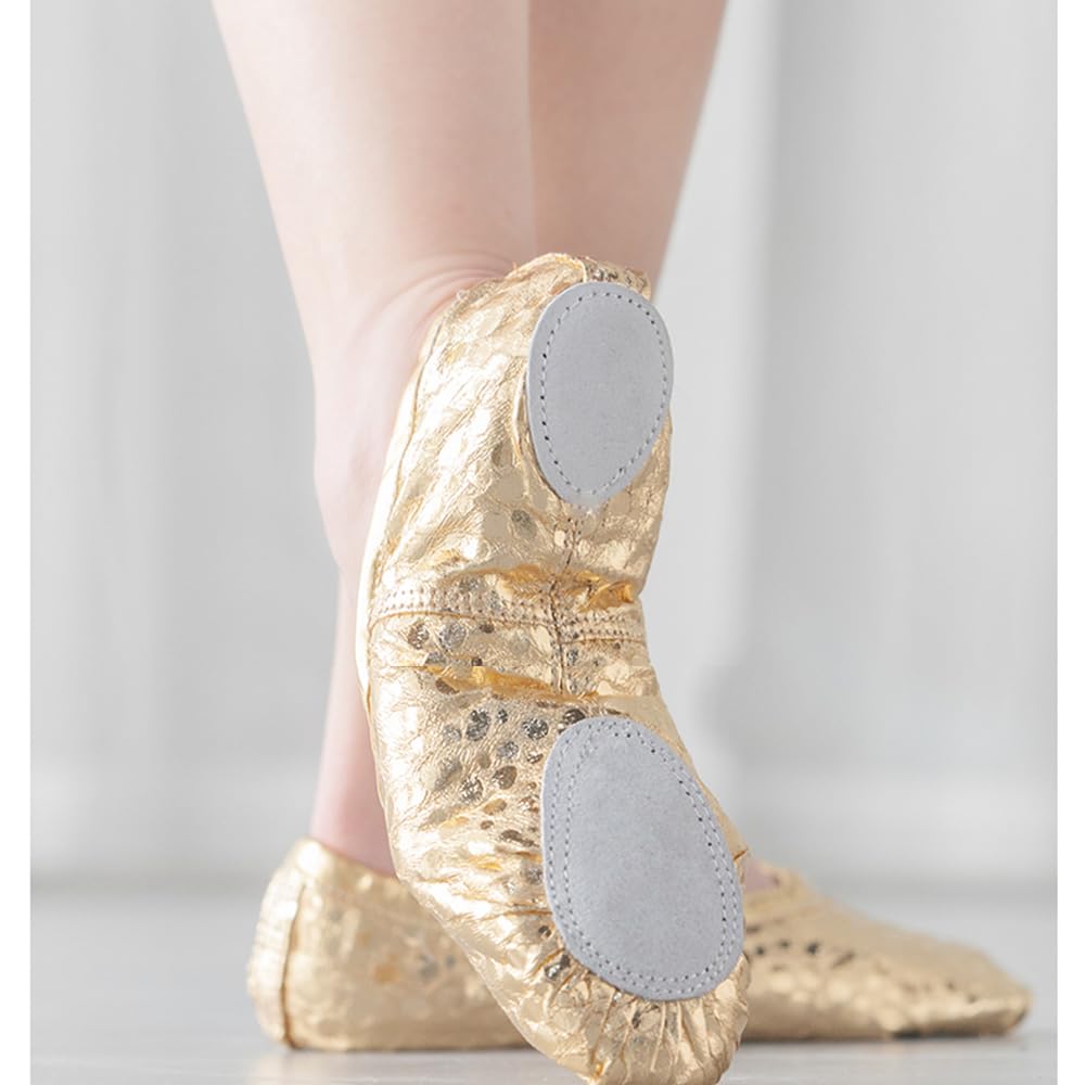 MSMAX Kids Ballet Shoes - Genuine Leather Ballet Flats for Toddler, Little & Big Kids - Perfect for Dance Practice, Yoga, Performances & Parties