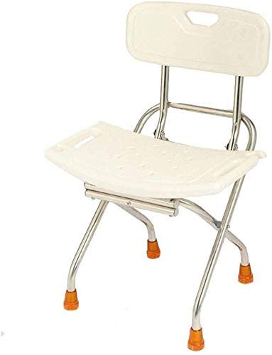 Foldable Stainless Steel Shower Stool with Backrest - Anti-Slip Bath Seat for Elderly & Disabled - Supports 130kg (286lbs) - White - Perfect for Bathroom Safety & Relaxing Shower Experience