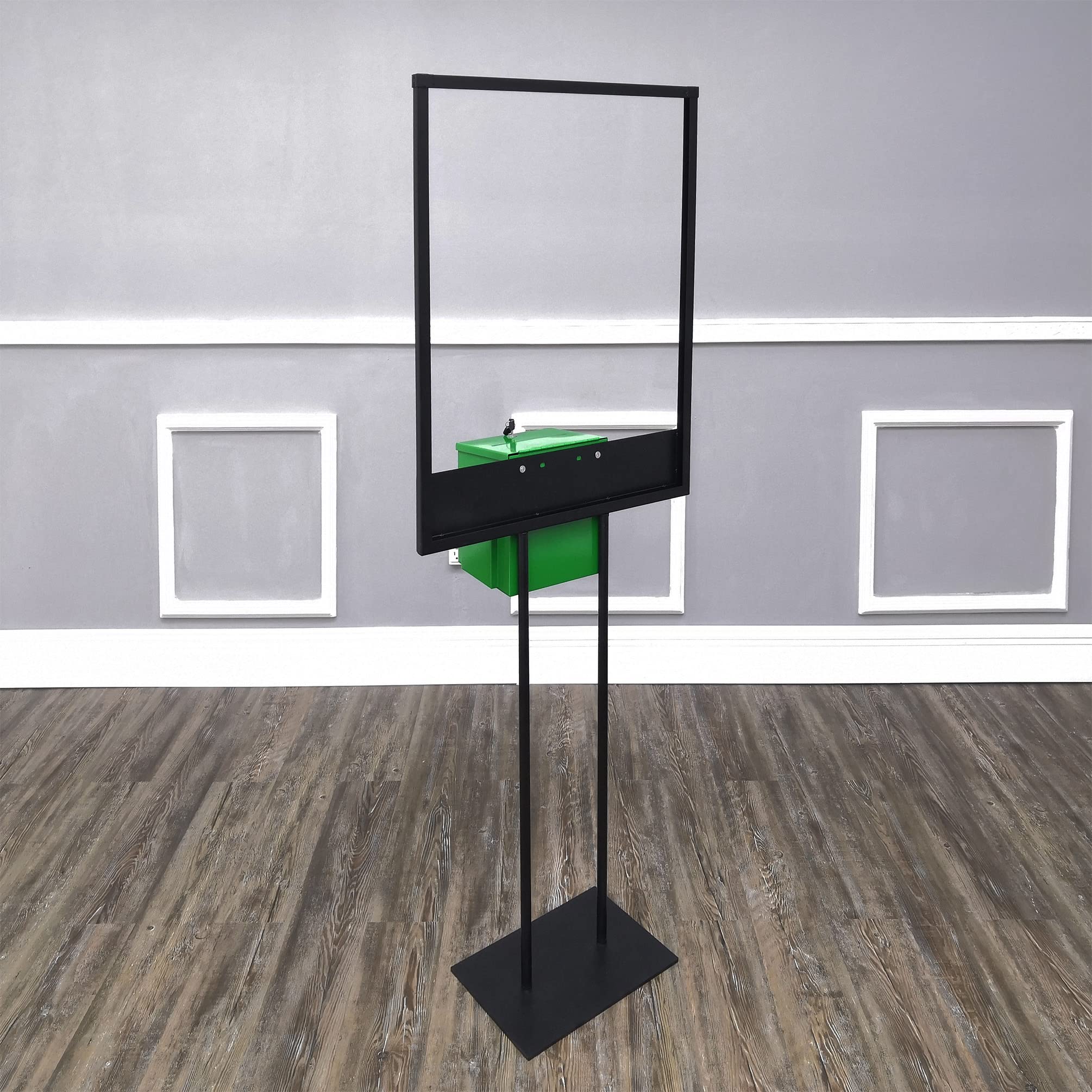 FixtureDisplays® Metal Donation Box with Poster Stand - 8.6
