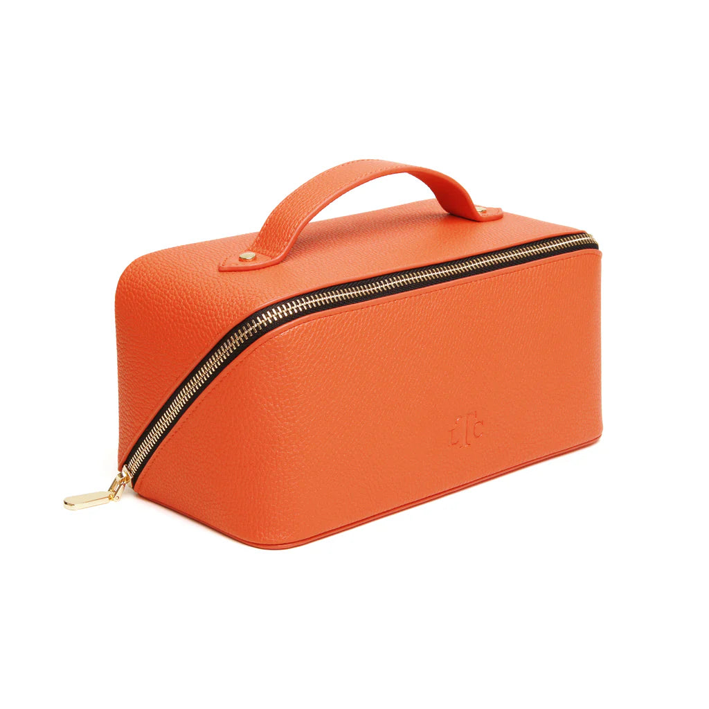 Alice Wheeler Train Case - Orange & Black Makeup Organizer for Travel, Professional Cosmetics Storage with Mirror | Perfect for Makeup Artists, Salon & On-the-Go Beauty