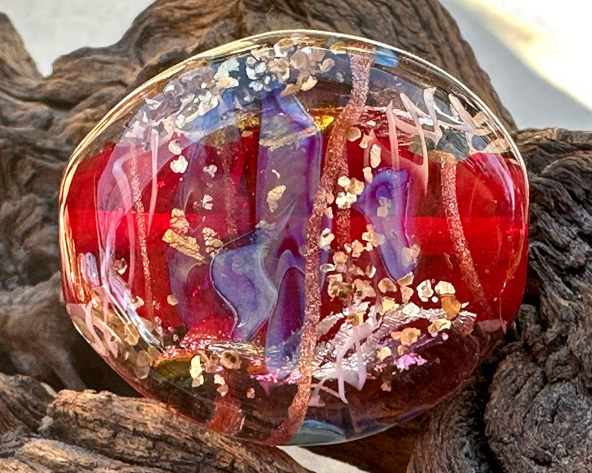 Handmade Red Treasure Lampwork Glass Focal Bead - Unique Artisan Jewelry Making Supplies for Necklaces, Bracelets & DIY Crafts - Perfect for Beaders and Jewelry Designers