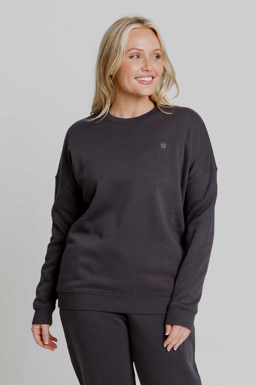Off Duty Sweatshirt for Women & Men - Soft Cotton Pullover Hoodie in Charcoal Black | Casual Loungewear, Streetwear Fashion, and Cozy Home Wear