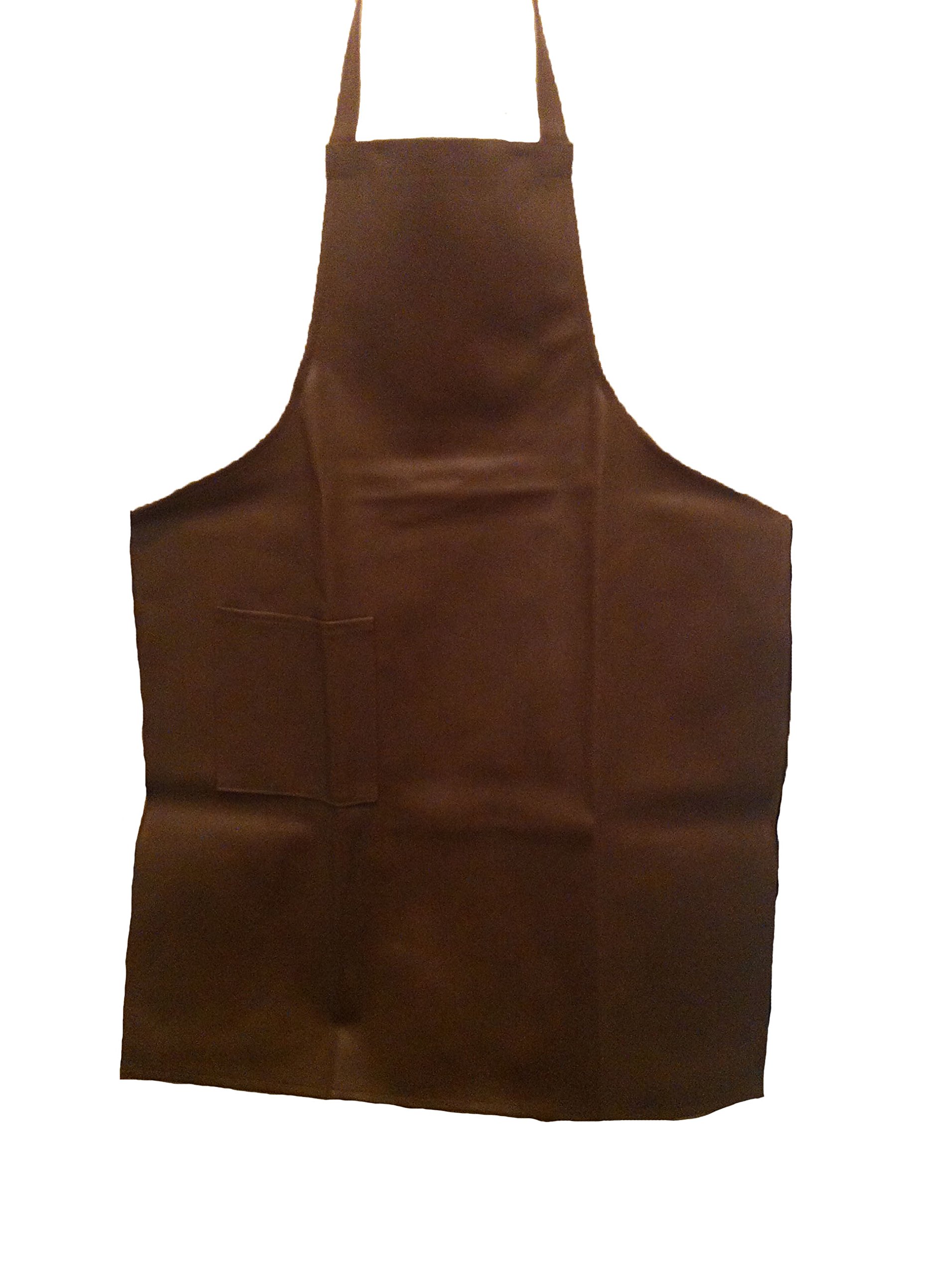 Brown Vinyl Bib Apron with Pocket - Durable Kitchen Apron for Cooking, Baking & Grilling - Perfect for Chefs, BBQ & Home Cooking