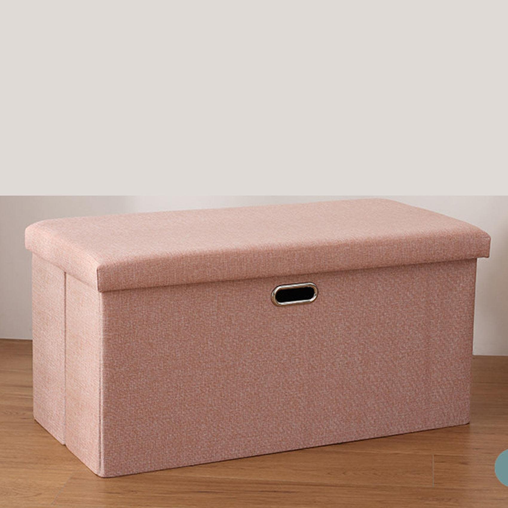 CHEWYNP Foldable Storage Ottoman with Handle - Multifunctional Footrest, Toy Box, Shoe Bench for Bedroom & Living Room (Pink, 40x25x25cm) - Space Saving Home Organization Solution for Small Spaces
