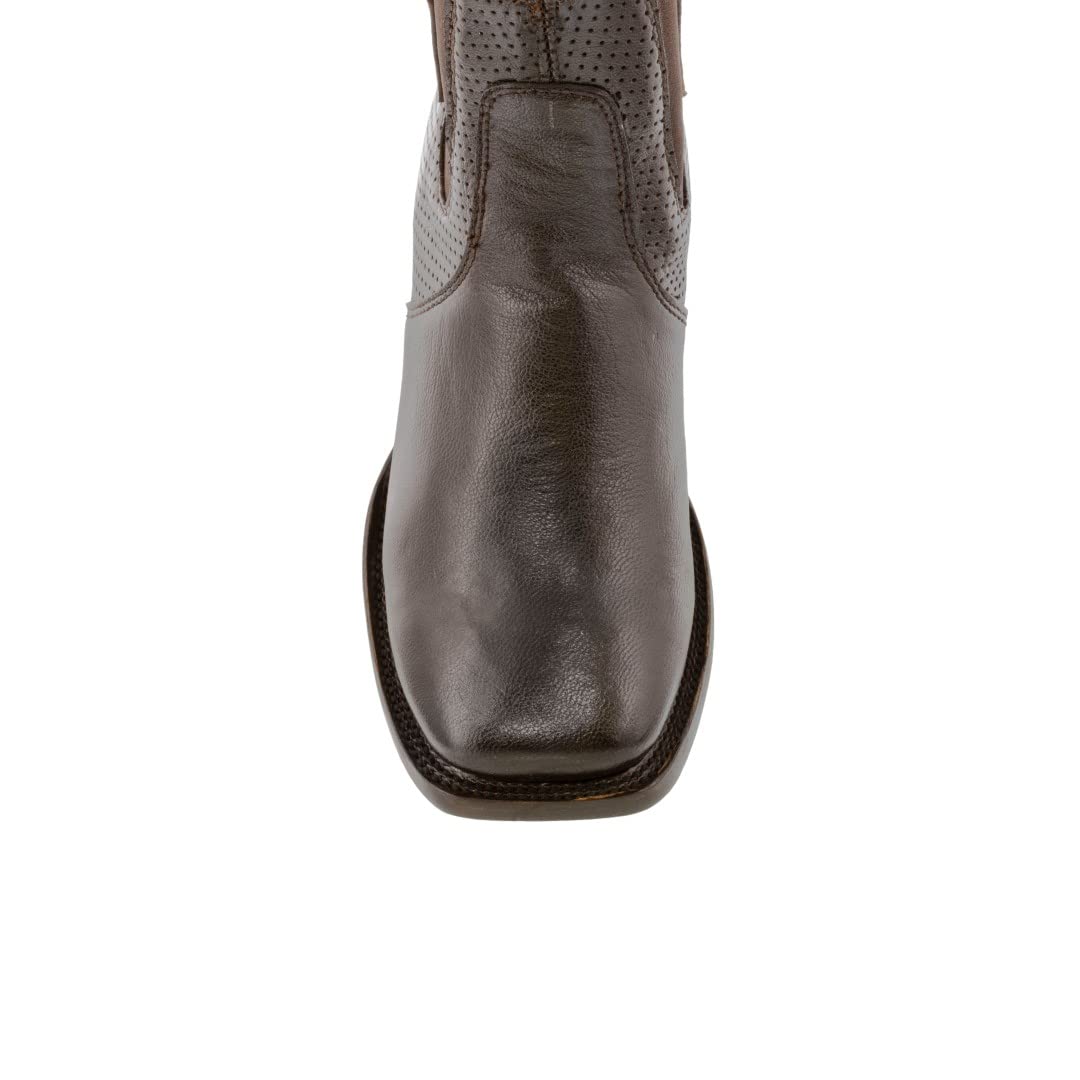 Texas Legacy Men's Brown Leather Chelsea Ankle Boots - Western Dress Square Toe Boots for Men - Comfortable Casual & Formal Wear for Work, Outdoor & Special Occasions
