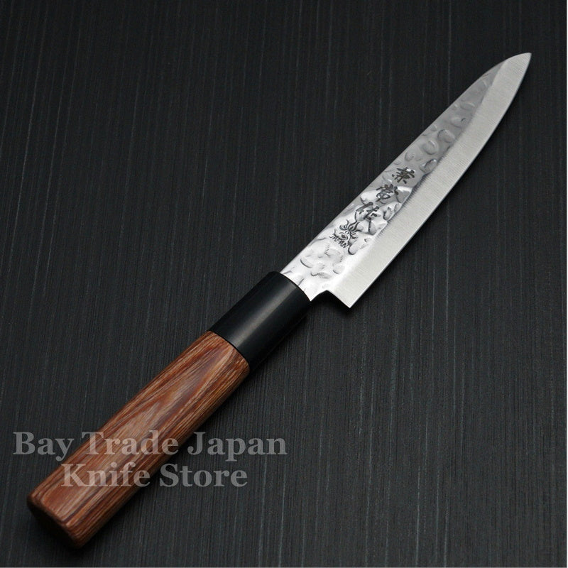 Kanetsune Seki Hammered Finish DSR 1K6 Petty Utility Knife 120mm - Japanese Stainless Steel Kitchen Knife for Slicing, Peeling & Precision Cutting - Perfect for Chefs, Home Cooks & Culinary Enthusiasts