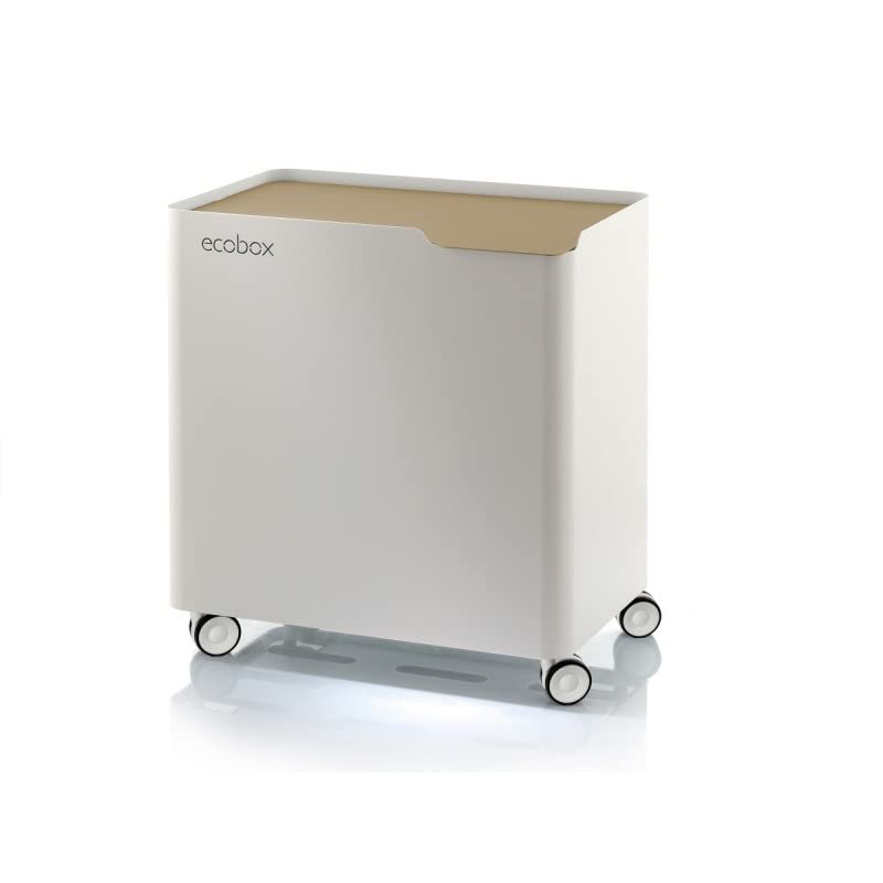 DON HIERRO - 13 Gallon Trash Can with Soft Close Lid, Dual Compartment Recycling Bin, ECOBOX Waste Container - Sand Color for Kitchen, Bathroom & Office Use