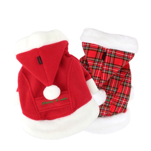 Puppia Santa Claus Dog Winter Coat - Medium Size, Red Holiday Pet Apparel for Small to Medium Dogs - Perfect for Christmas Photos & Outdoor Winter Walks