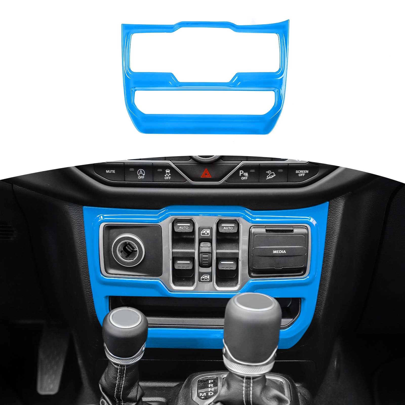 Jeep JL Center Dash Window Switch Panel Trim Cover - RT-TCZ for Jeep Wrangler JL JLU & Gladiator JT (2018-2024) | Baby Blue Interior Accessories | Perfect for Off-Roading & Custom Car Upgrades