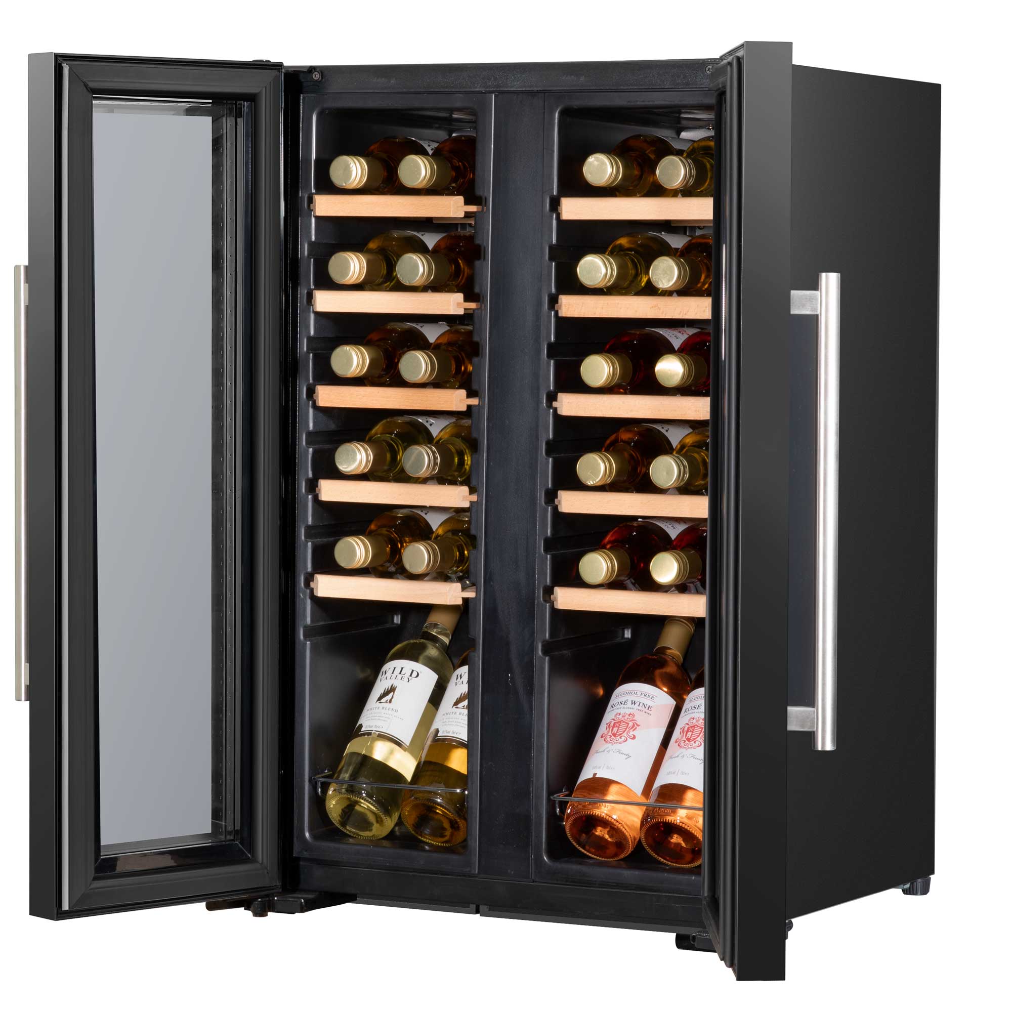 Baridi 24 Bottle Dual Zone Wine Cooler Refrigerator with Touch Screen, LED Lighting & Mirror Glass Door - Perfect for Home Bars, Restaurants, and Wine Cellars