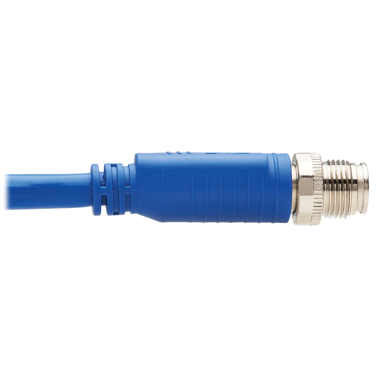 Tripp Lite M12 X-Code Cat6a Shielded Ethernet Cable - Right Angle M12 to M12, 10Gbps F/UTP CMR-LP, Industrial IP68 Rated, 60W PoE++, Blue, 16.4ft/5m - Perfect for Industrial Automation, Robotics & Harsh Environment Networking - Lifetime Warranty (NM12-6A3-05M-BL)