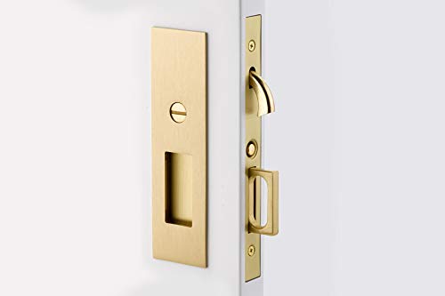 Emtek Narrow Modern Rectangular Pocket Door Mortise Lock with Privacy Function in Oil Rubbed Bronze - Perfect for Bedrooms, Bathrooms and Home Offices