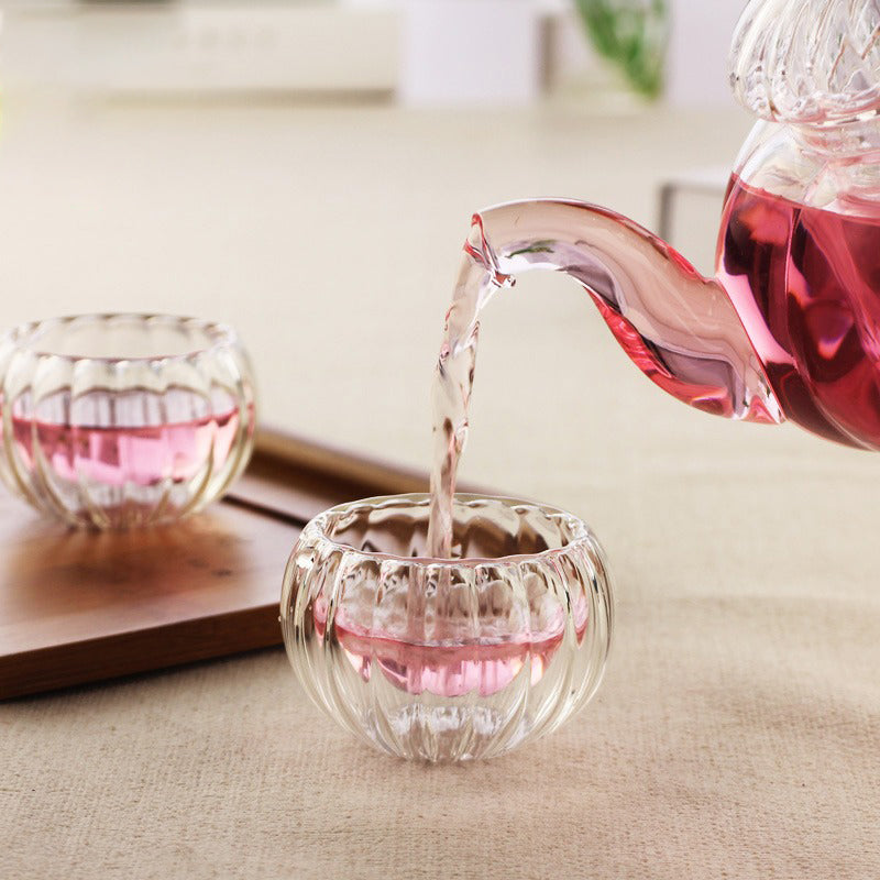 Premium Double Wall Glass Gongfu Tea Cup Set of 6 - Insulated Tea Tasting Cups for Hot/Cold Brews - Perfect for Chinese Tea Ceremony, Home Tea Party & Office Use