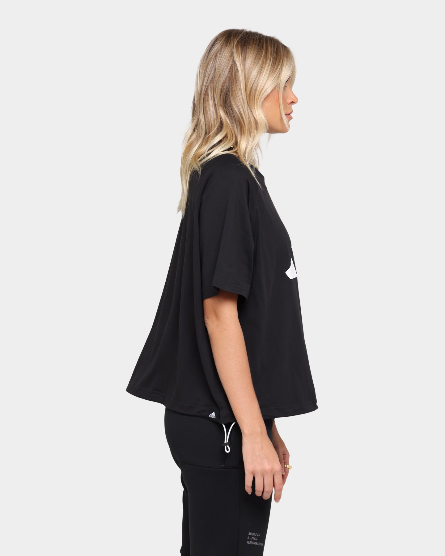 Adidas Women's Stripe Logo T-Shirt - Black | Casual Cotton Tee for Everyday Wear, Gym & Street Style