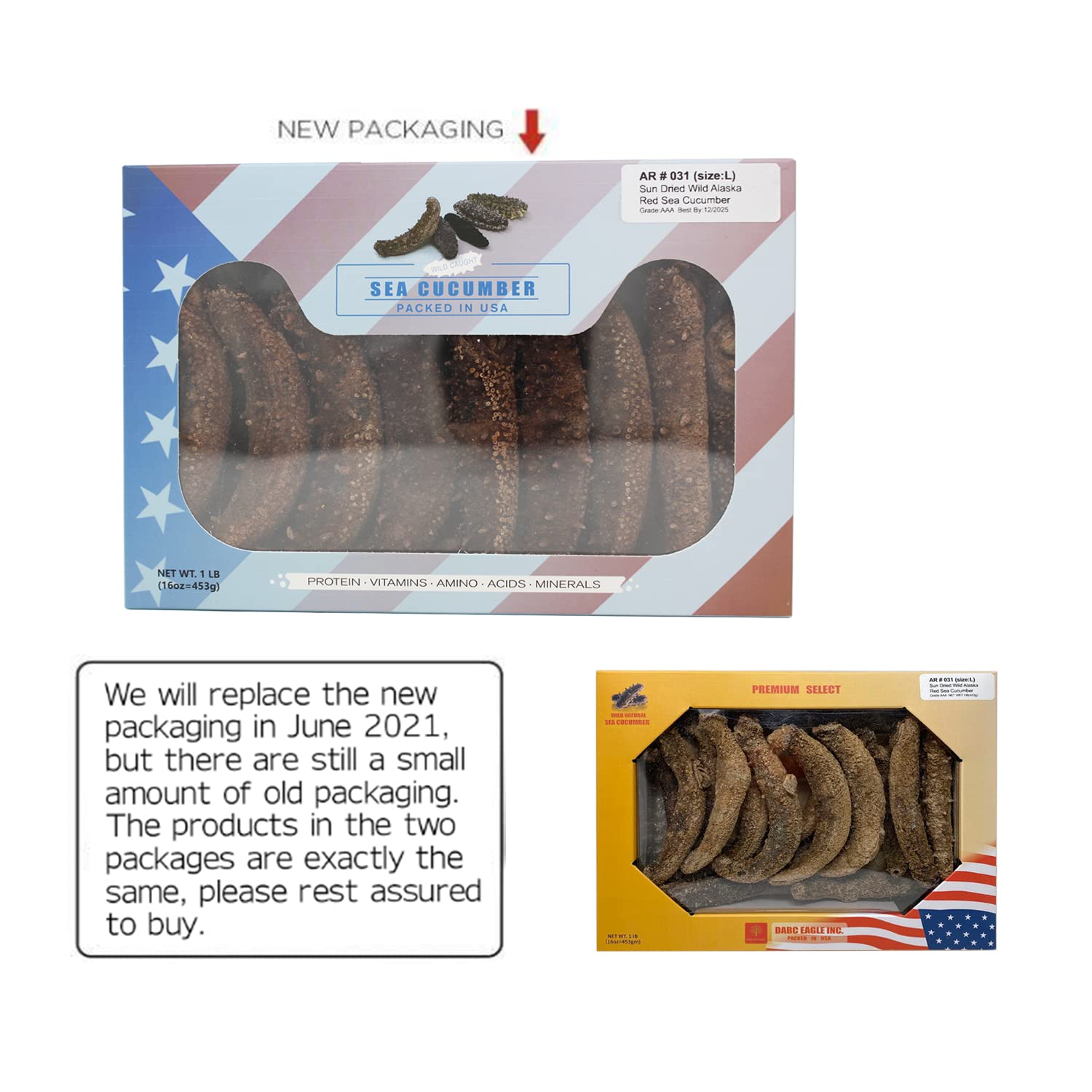 Premium DOL Wild Alaska Red Sea Cucumber - Dried Alaskan Red Sea Cucumber (16oz/Box) | X-Large Size | Gourmet Ingredient for Soups, Stews & Chinese Banquet Dishes