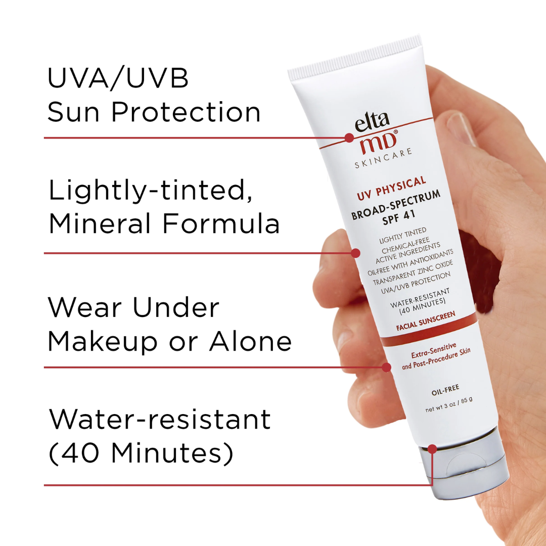 EltaMD UV Physical Broad Spectrum SPF 41 Tinted Mineral Sunscreen for Face - Oil-Free, Non-Comedogenic, Dermatologist Recommended for Sensitive Skin | Daily Sun Protection for Outdoor Activities & Beach Days