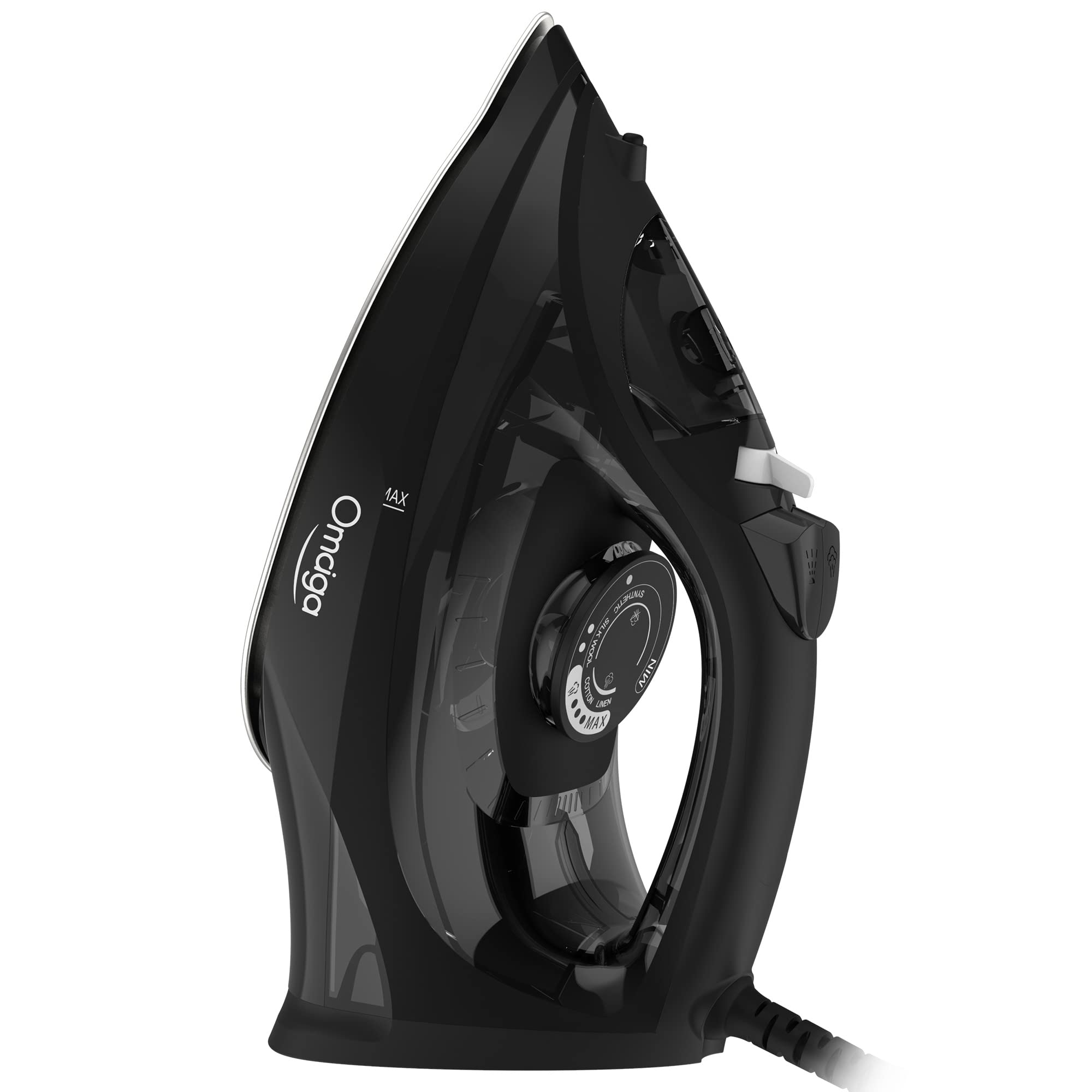 OMAIGA 1500W Steam Iron for Clothes with Non-Stick Soleplate, Anti-Drip & Auto Shut-Off Safety Features, 11.8oz Water Tank - Perfect for Home, Office, Travel & Professional Garment Care