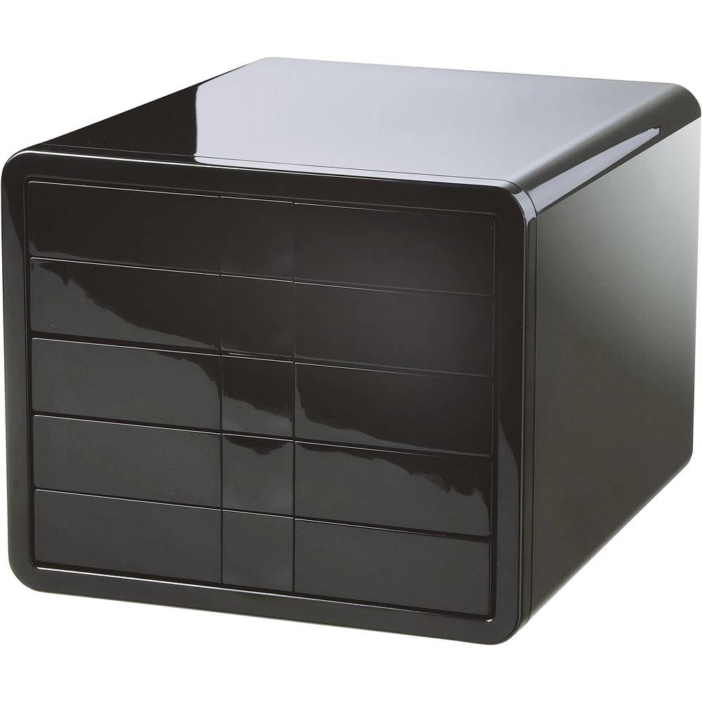 iBox 5-Drawer Desktop Organizer - Black Office Storage Solution for Pens, Paper Clips & Supplies | Perfect for Home, Office & School Organization (HIBDO5-BK)