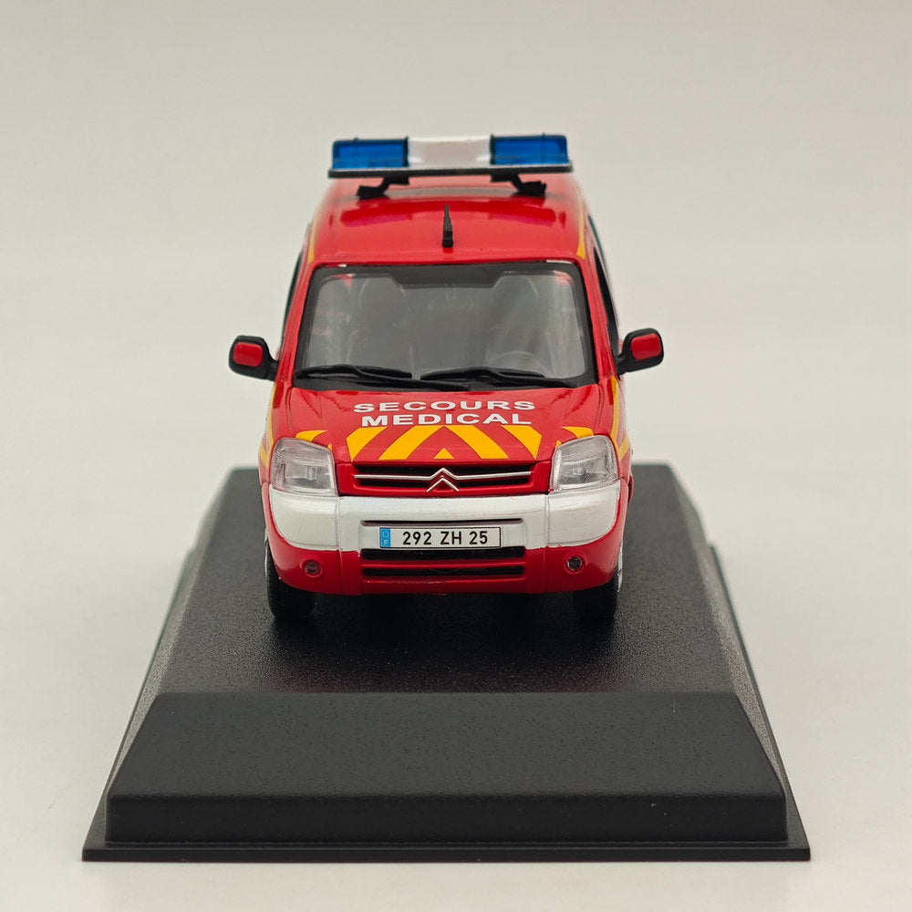 1/43 Scale Norev Citroen Berlingo Fire & Medical Rescue Diecast Model Car - 2004 Red Collectible for Display & Gift Giving - Perfect for Diecast Collectors & Emergency Vehicle Enthusiasts