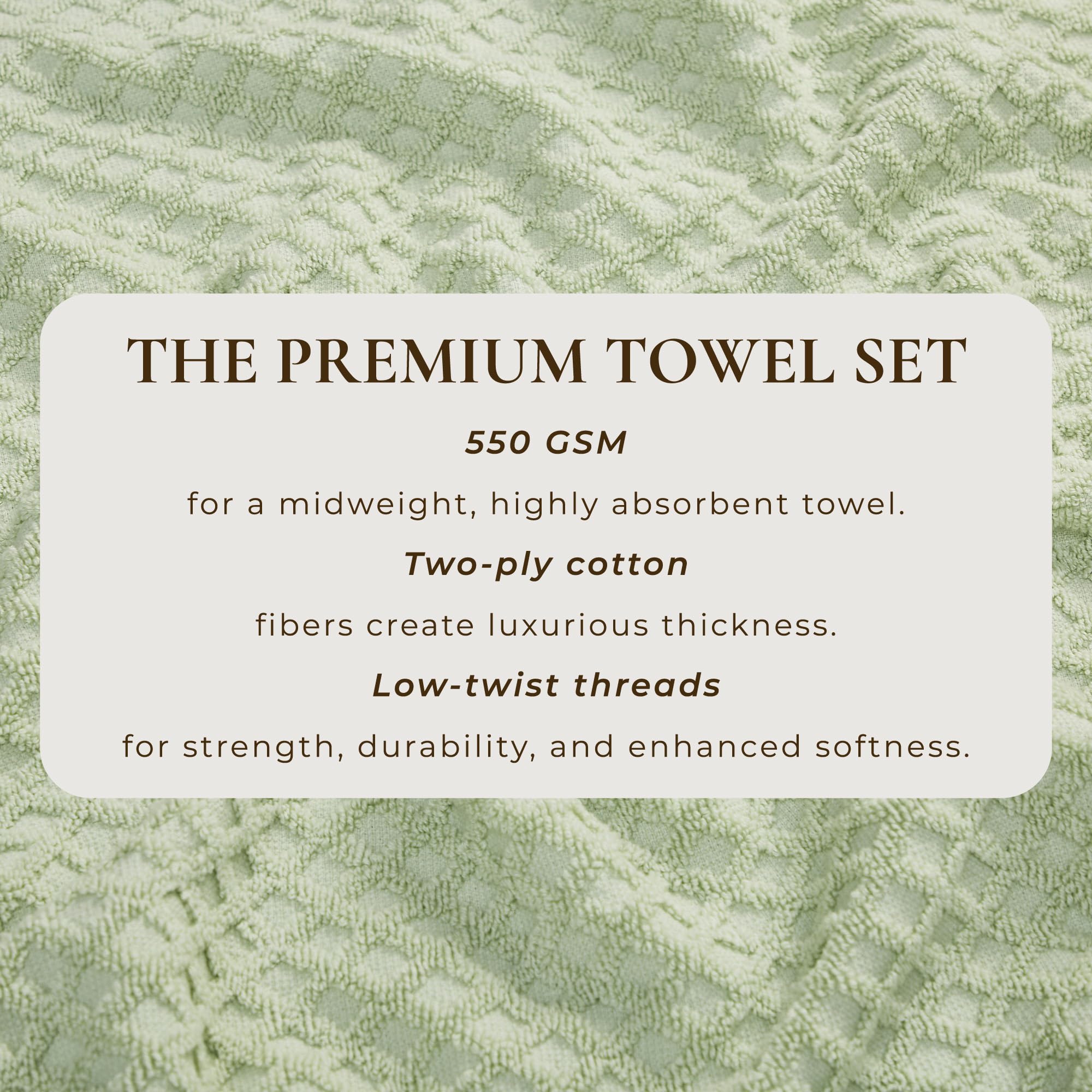 Premium 100% Cotton Bath Towel Set - 6 Piece Luxury Towels (2 Bath, 2 Hand, 2 Washcloths) - Super Absorbent, Quick Dry & Durable - Soft Pale Green Bathroom Towels for Spa, Hotel & Home Use