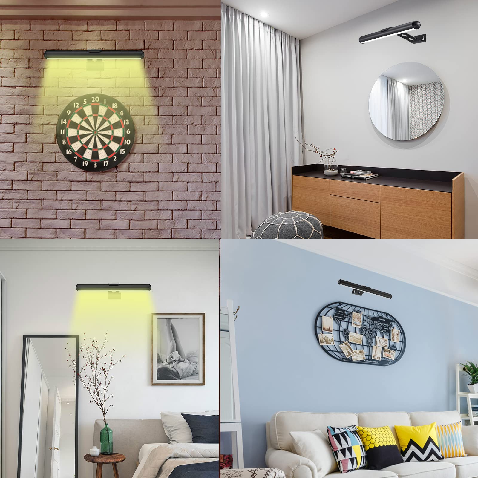 Rechargeable Battery Operated LED Picture Light with Remote - 13 Inch Dimmable Art Display Light for Paintings, Photos & Dartboards | Perfect for Home Galleries, Museums & Office Decor