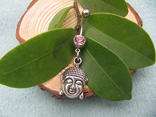 2Pcs Buddha Belly Button Rings - Stainless Steel Navel Piercing Jewelry for Women - Yoga & Meditation Spiritual Body Jewelry - Perfect for Yoga Studios, Festivals and Boho Fashion
