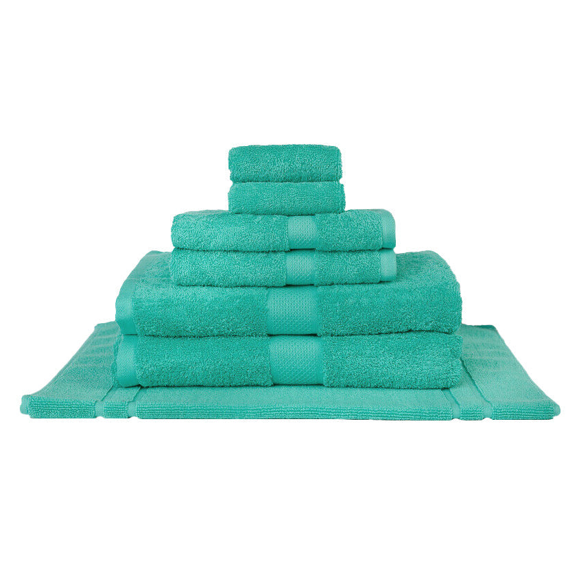 Premium 100% Combed Cotton Bath Towel Set - 7 Piece Soft & Absorbent Turquoise Towels for Spa, Bathroom & Beach | Luxury Hotel Quality Bath Sheets