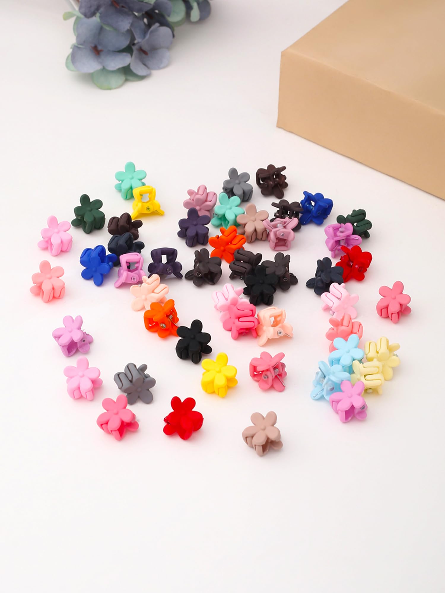 **Melbees by Yellow Chimes 50-Piece Multicolor Floral Hair Claw Clips for Girls & Kids - Mini Hair Clutchers for School, Parties & Everyday Styling**