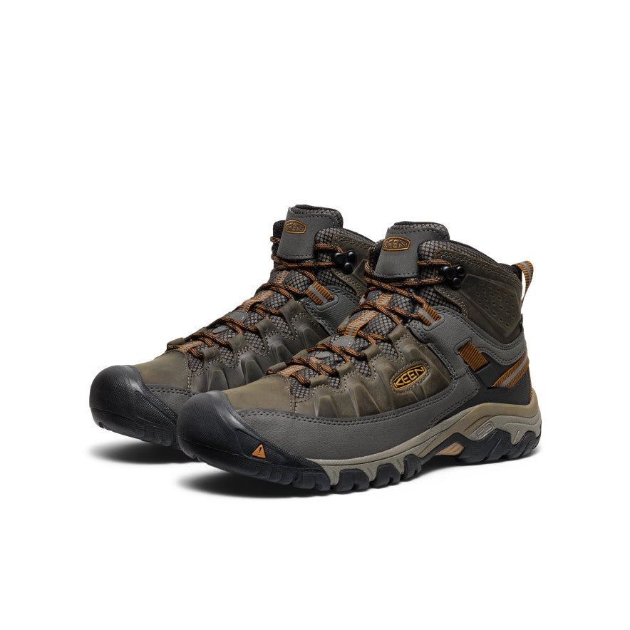 Men's KEEN Targhee III Waterproof Hiking Boots - Wide Mid Cut for Comfort & Support | Black Olive/Golden Brown | Perfect for Outdoor Adventures & Trail Hiking
