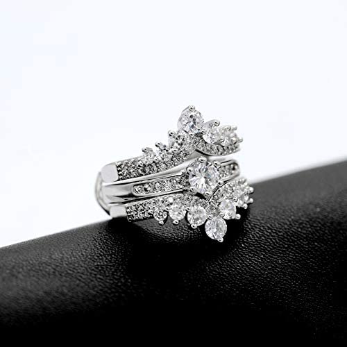 Simulated Diamond Princess Crown Ring Wrap & Enhancer - Wedding Engagement Ring Guard for Bridal Jewelry (Y477-2D) | Perfect for Bridal Showers, Proposals & Anniversary Gifts