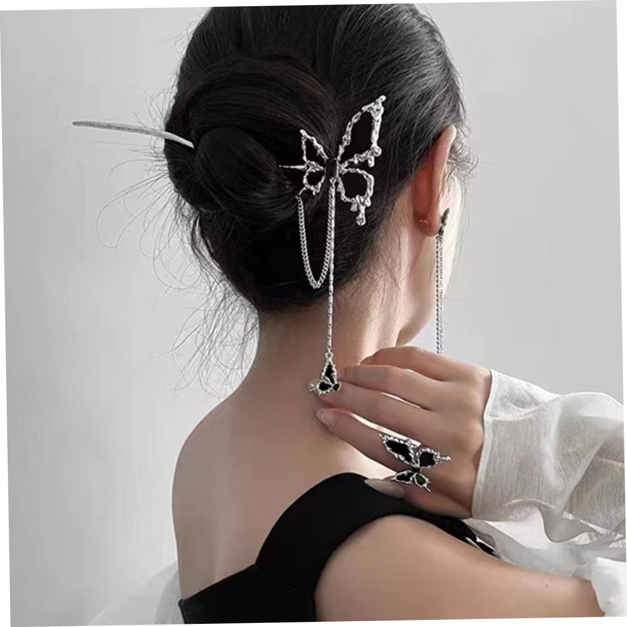 POPETPOP 5-Piece Metal Hair Clip Set - Elegant Bridal Hairpins, Barrettes & French Hair Forks for Women | Perfect for Weddings, Hanfu Styling & Everyday Hair Accessories