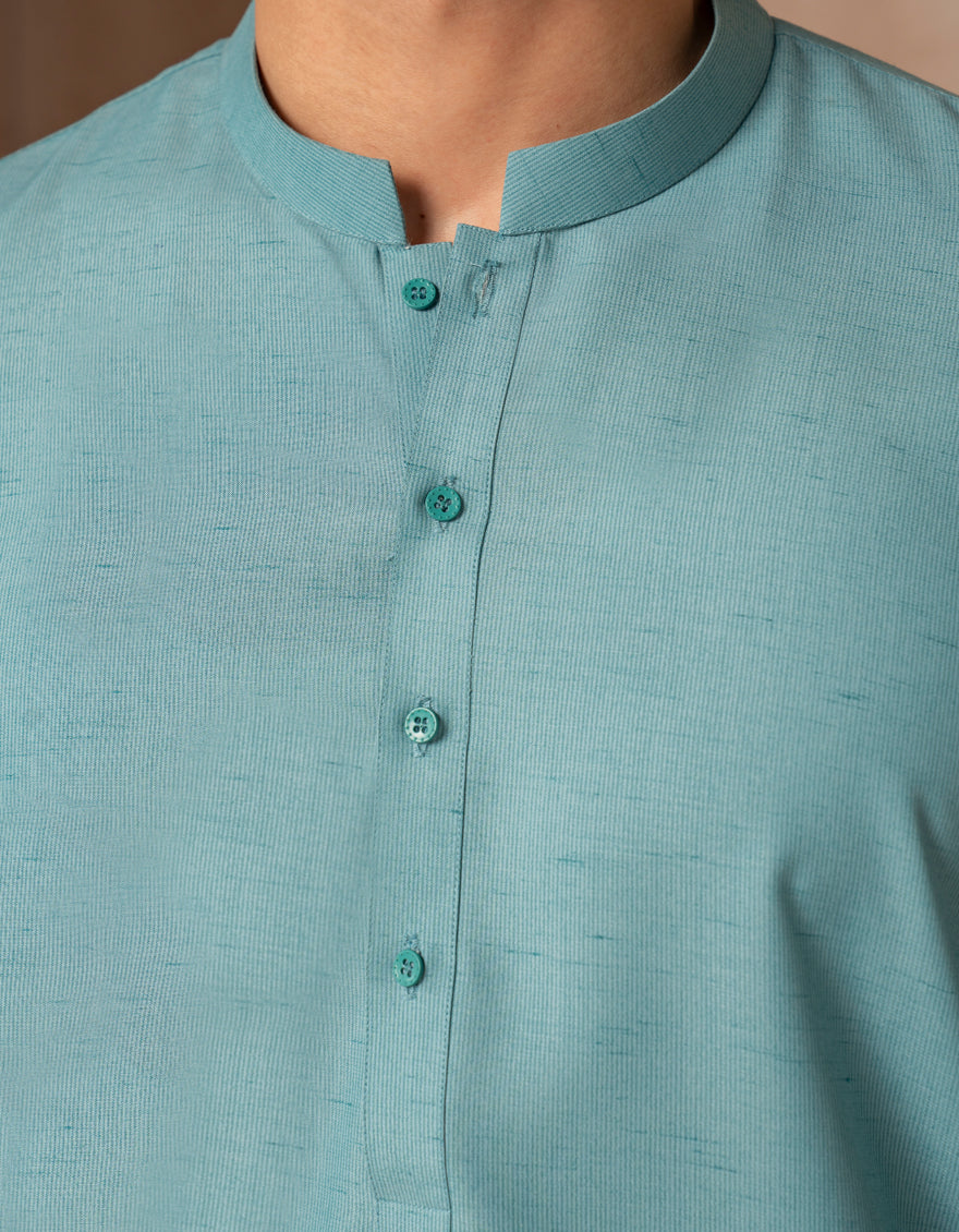 Stylish Blended Green Kurta by J. Junaid Jamshed - Comfortable Cotton Ethnic Wear for Men - Perfect for Festivals, Weddings & Casual Outings