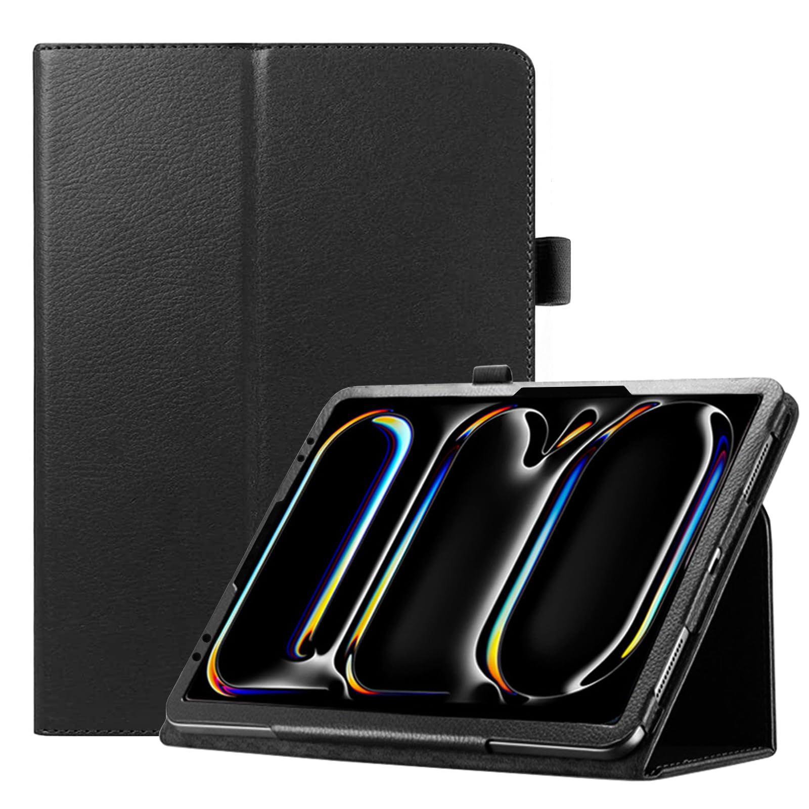 Premium PU Leather Folio Case for iPad Pro 13 Inch M4 (2024) - Protective Stand Cover with Apple Pencil Holder | Compatible with iPad Pro 13-inch M4 2024 Model (A2925/A2926/A3007) | Perfect for Work, Travel & Home Use | Black