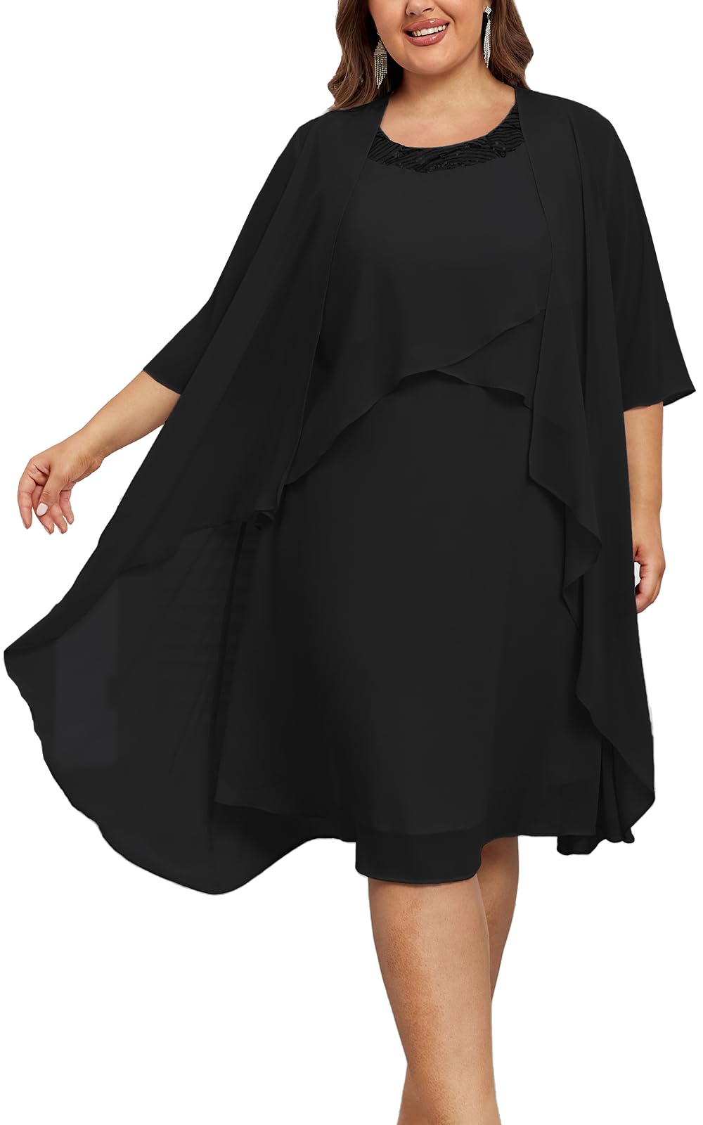 Hanna Nikole Plus Size Women's 2-Piece Dress Set with Jacket - Elegant Wedding Guest Dress & Flowy Mother of The Bride Outfit for Special Occasions