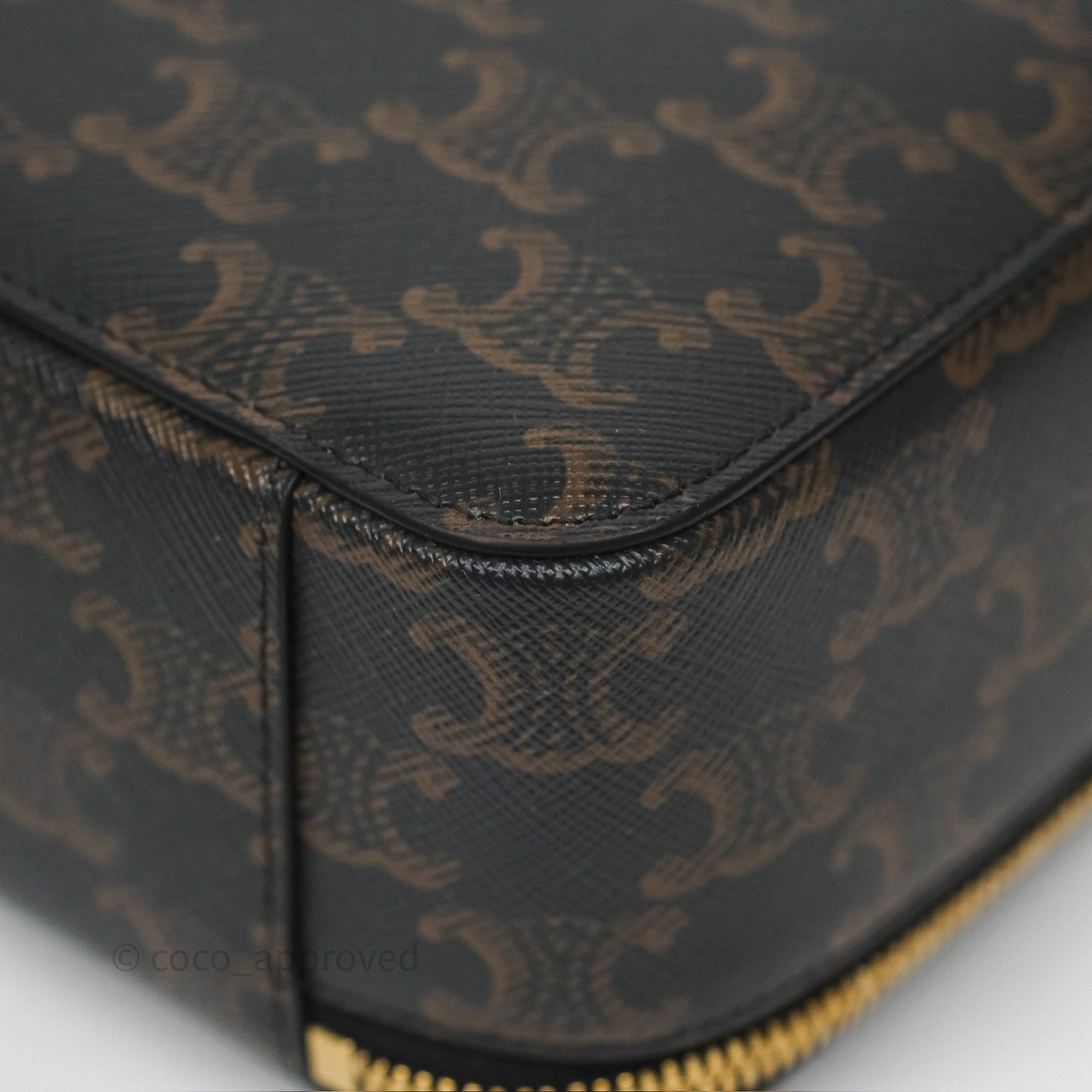 Celine Triomphe Box Bag in Tan Calfskin Leather with Chain Strap - Perfect for Everyday Use, Work & Evening Events